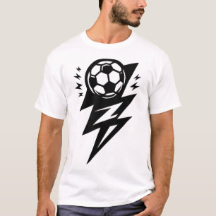 T-shirt Éclair Footll Ou Joueur De Football Graphique Noir