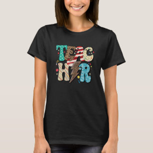 T-shirt Éclair Leopard Enseignant Retour À L'École Pour