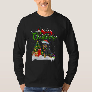 T-shirt Éclairage Amoureux des chiens Rottweiler Xmas