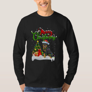 T-shirt Éclairage Amoureux des chiens Rottweiler Xmas