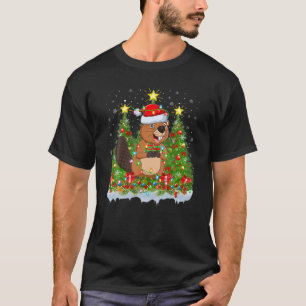 T-shirt Éclairage de castor Xmas Arbre Amoureux Castor amu