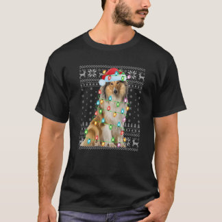 T-shirt Éclairage de Noël Chapeau de Noël Vilain Collie