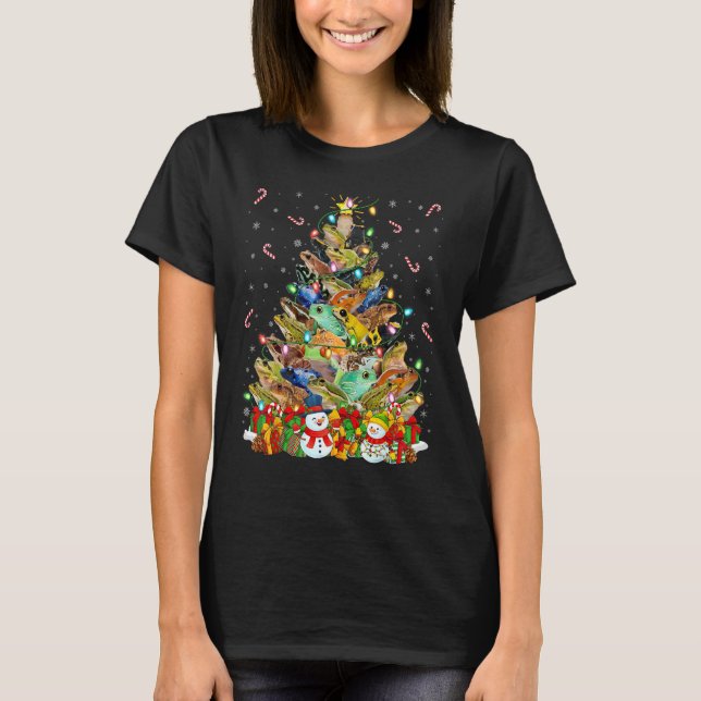 T-shirt Éclairage de Noël de grenouille Père Noël Grenouil (Devant)