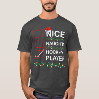 T-shirt Éclairage de Noël Joueur de hockey gentil vilain N