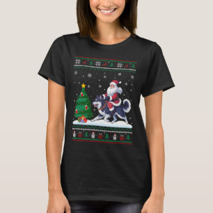 T-shirt Éclairage de Noël laid Père Noël équitation Alaska