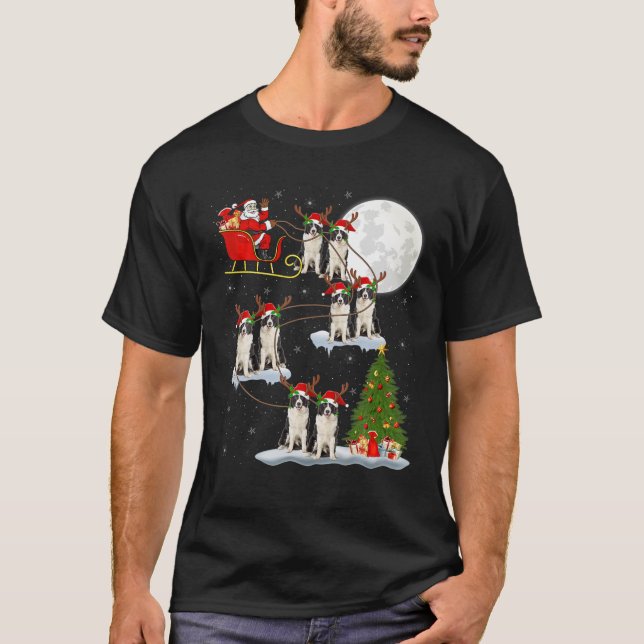 T-shirt Éclairage de Noël Père Noël équitation Berger Aust (Devant)