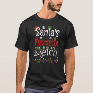 T-shirt Éclairage de Noël Père Noël S Esquisse Favorite No