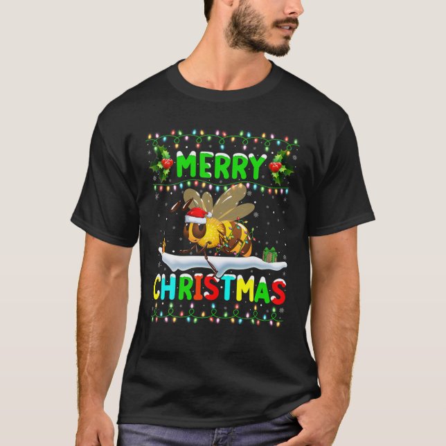 T-shirt Éclairage des abeilles de Noël de Noël de Noël de  (Devant)