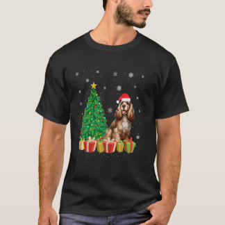 T-shirt Éclairage des arbres Noël Chapeau Cocker Espagnol