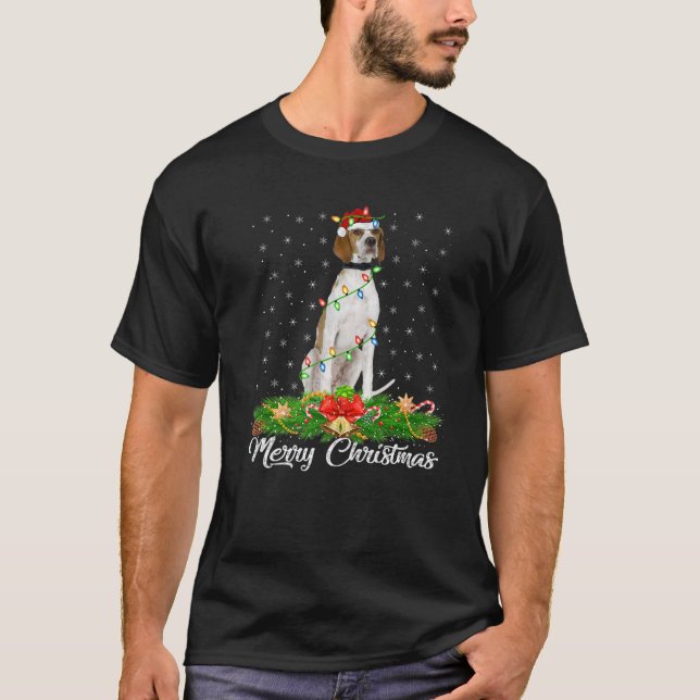 T-shirt Éclairage Noël Correspondant Santa Chapeau Françai (Devant)