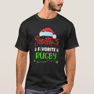 T-shirt Éclairage Noël Père Noël Favorite Rugby Noël