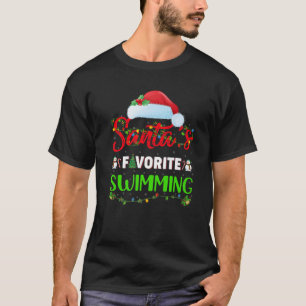 T-shirt Éclairage Noël Père Noël Nage favori Noël