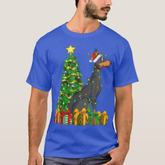 T-shirt Éclairage Xmas Tree Correspondance Doberman Pinsch