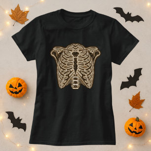 T-shirt Éclaircissement de la cage Skeleton Halloween