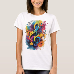 T-shirt éclats éclatants de couleurs fusionner les symbole