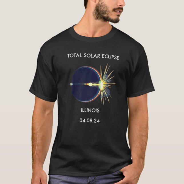 T-shirt Eclipse Flare 04 08 24 Total Solar Eclipse Illinoi (Devant)