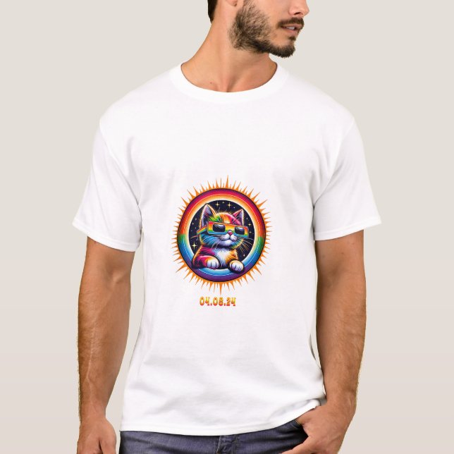 T-shirt Éclipse solaire 2024 Chat (Devant)
