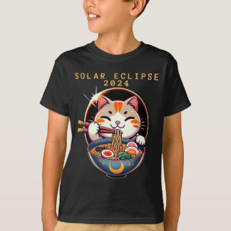 T-shirt Éclipse solaire 8 avril 2024 Astronomie Chat Kawai