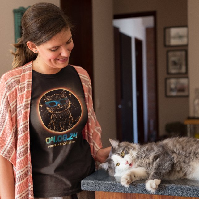T-shirt Éclipse Solaire Total 2024 Cat Éclipse Solaire Lun (Créateur téléchargé)