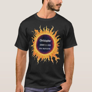T-shirt Éclipse solaire totale aquarelle audacieuse Nom 20