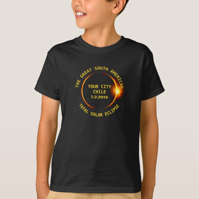 T-shirt Éclipse solaire totale Chili 2019 Amérique du Sud (Devant)