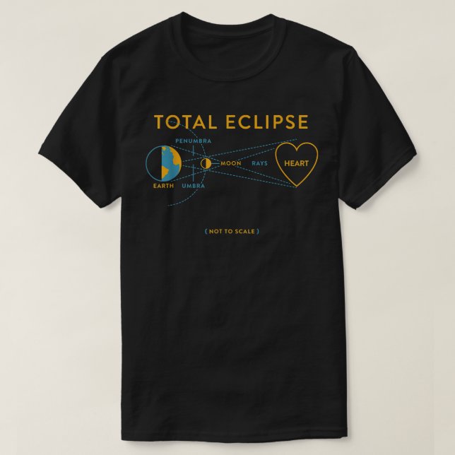 T-shirt Éclipse Totale De L'Amour Coeur À Travers Les Yeux (Design devant)