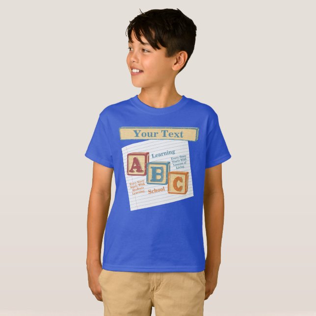 T-shirt École d'apprentissage ABC personnalisée (Devant entier)