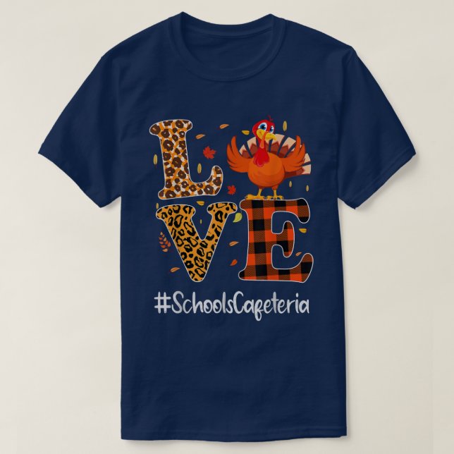 T-shirt Écoles Cafétéria Aimer Thanksgiving Leopard Turqui (Design devant)
