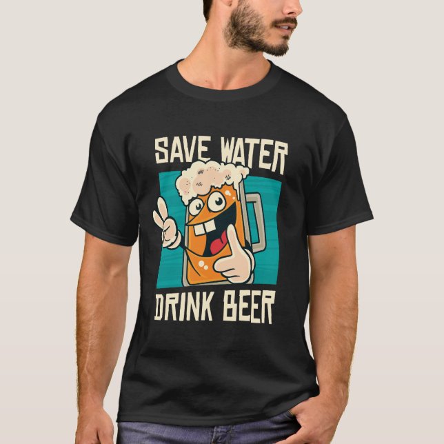 T-shirt Économisez de la bière à boire (Devant)