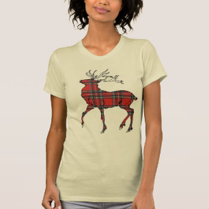 T-shirt écossais de cerfs communs de tartan (de