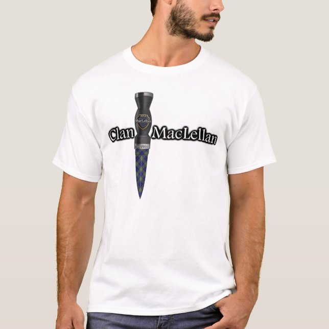 T-shirt Écossais Sgian Dubh de tartan de MacLellan de clan (Devant)