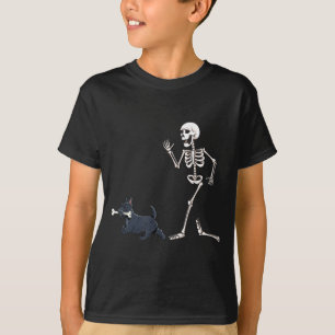 T-shirt Écossais terrier drôle d'Halloween et squelette