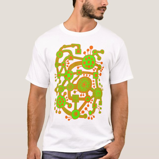 T-shirt Écosystème III Orange et Chartreuse (Devant)