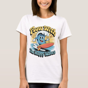 T-shirt Écoulez Avec Les Vagues Heureuses Rétro Surf Vibes