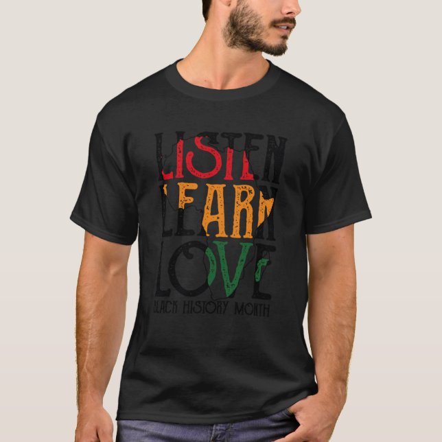 T-shirt Écouter Apprendre L'Amour Enseignant Afro-Africain (Devant)
