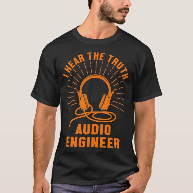 T-shirt Écouter Audio Engineer Casques vocaux Musique Love (Devant)