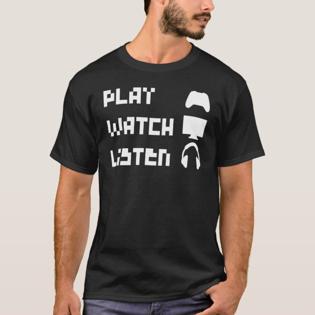 T-shirt Écouter Retro 8 bits Contrôleur casque (Devant)
