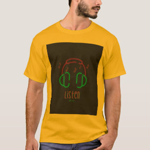 T-Shirt Écoutez la musique avec des écouteurs néon