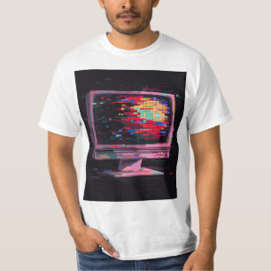 T-shirt Écran d'ordinateur brillant et pixellisé