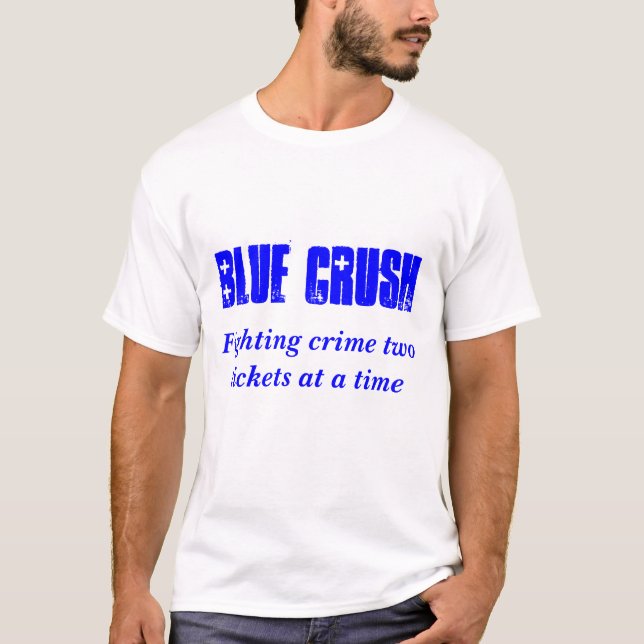 T-shirt Écrasement bleu, billets de combat du crime deux à (Devant)