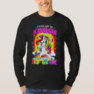 T-shirt Écraser 3e Année Dabbing Unicorn Retour À L'École