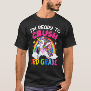T-shirt Écraser 3e Année Dabbing Unicorn Retour À L'École