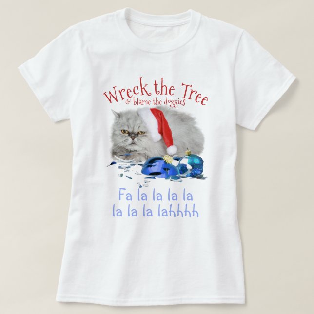 T-shirt Ecraser l'arbre anti Noël Grumpy Kitty Chat (Design devant)