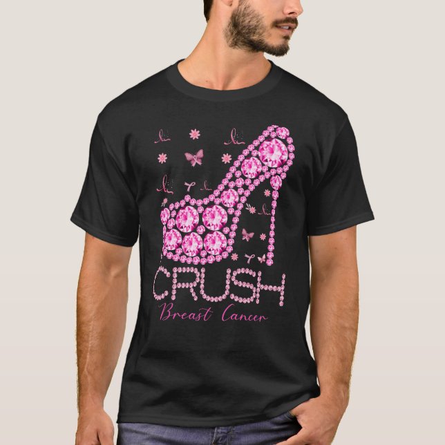 T-shirt Écraser le cancer du sein Sensibilisation Bling ro (Devant)