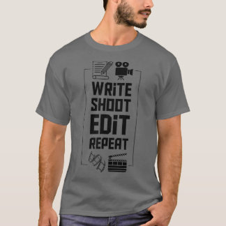 T-shirt Écrire Tir Modifier Répéter Vêtements cinématograp