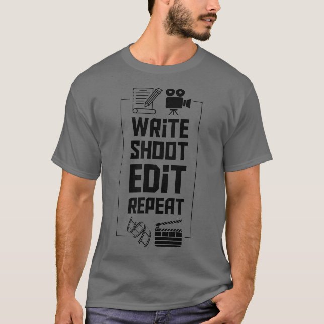 T-shirt Écrire Tir Modifier Répéter Vêtements cinématograp (Devant)