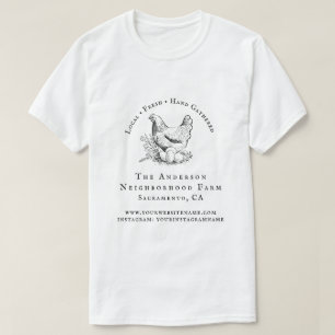 T-shirt Écriture de poulet à la main Entreprise agricole