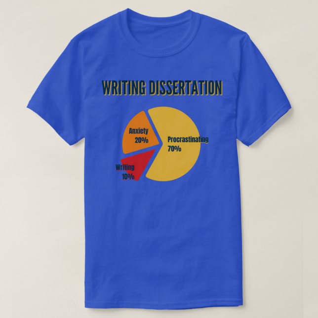 T-shirt Écriture Dissertation 70 Procrastination Funny Gra (Design devant)