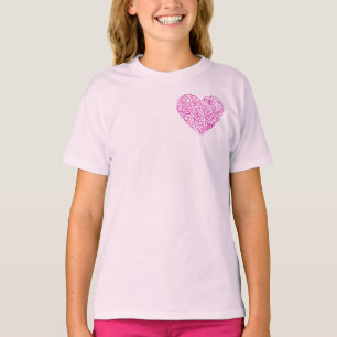 T-shirt Écriture spirale coeur rose pour la Saint Valentin