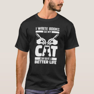T-shirt Écrivain Chat Romancier Livre Poésie Auteur